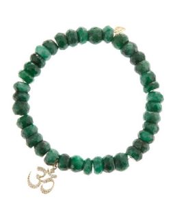 Sydney Evan Om Emerald Bead Bracelet with Pavé Diamonds