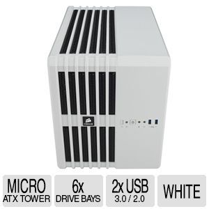 Corsair Carbide Series Air 240 Case   Supported M/B (Mini ITX and Micro ATX), 6x Drive Bays, 2x USB 3.0, 9x Fans Supported, 3x Fans Installed, White   CC 9011069 WW