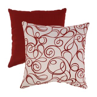 Pillow Perfect Red/ White Flocked Scroll Throw Pillow  