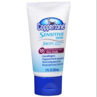 Coppertone Sensitive Skin Faces Sunscreen Lotion SPF 50 2 oz (Pack of 2)