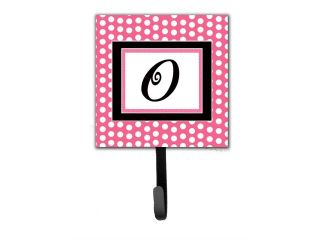 Letter O Initial Monogram   Pink Black Polka Dots Leash Holder or Key Hook 
