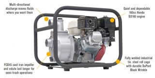 NorthStar Self-Priming Semi-Trash Water Pump — 2in. Ports, 10,010 GPH, 5/8in. Solids Capacity, 160cc Honda GX160 Engine  Engine Driven Semi Trash Pumps