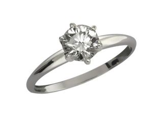 0.20 Ct Round Cut Solid 14K White Gold Diamond Solitaire Engagement Ring 