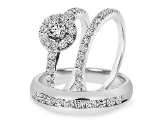 1 1/2 CT. T.W. Round Cut Diamond Women's Engagement Ring, Ladies Wedding Band, 