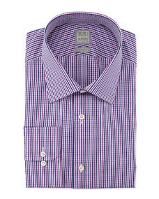 Ike Behar Small Check Woven Dress Shirt, Fuchsia/Navy