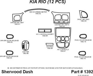 2001, 2002 Kia Rio Wood Dash Kits   Sherwood Innovations 1392 N50   Sherwood Innovations Dash Kits