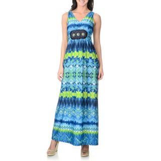 Lennie for Nina Leonard Womens Blue Abstract Aztec Maxi Dress with