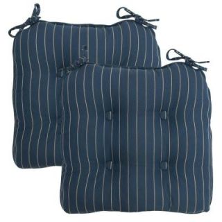 Hampton Bay Midnight Stripe Rapid Dry Deluxe Tufted Outdoor Seat Cushion (2 Pack) 7358 02003200