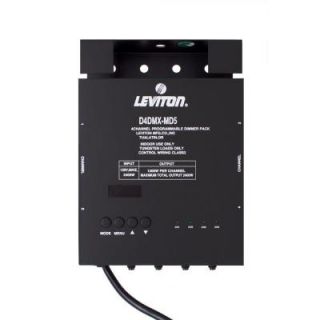 Leviton 4 Channel Programmable Dimmer Pack Integrating Stand Alone and 5 Pin DMX 15 Amp Power Cord 005 D4DMX MD3