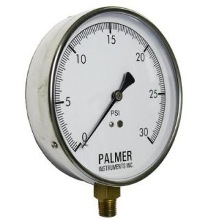 Palmer Instruments 4.5 in. Dial 30 psi Stainless Steel Case Contractor Gauge 45SBDLQ30#