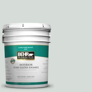 BEHR Premium Plus 5 gal. #PPL 66 Iced Slate Zero VOC Semi Gloss Enamel Interior Paint 305005