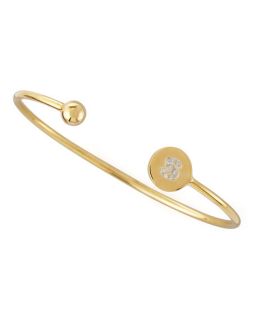 Sarah Chloe Ball & Pave Diamond Initial Bracelet, Gold
