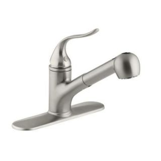 KOHLER Coralais Single Handle Pull Out Sprayer Kitchen Faucet with MasterClean Sprayface in Vibrant Brushed Nickel K 15160 BN