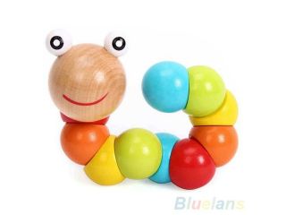 DIY Baby Kids Twist Caterpillars Wooden Toy Infant Creative Educational Gift