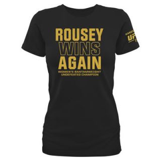 Ronda Rousey Womens UFC 190 Rousey Always Wins T Shirt   Black