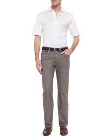 Peter Millar Cotton Short Sleeve Polo & Five Pocket Stretch Cotton Trousers