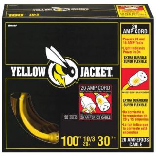 YELLOW JACKET 100 ft. 10/3 SJTW Extension Cord with Lighted T Blade 2992