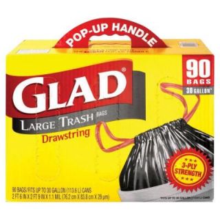 Glad 30 gal. Drawstring Outdoor Black Trash Bags (90 Count) CLO 70313