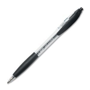 BIC Atlantis Retractable Pen, Med Point, Black Ink/Clear Barrel