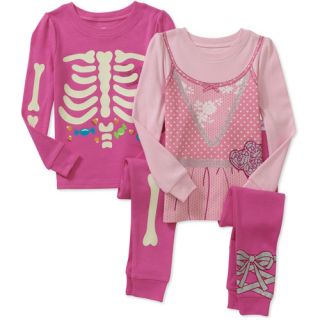 Faded Glory Baby Girls' Halloween Cotton Tight Fit Pajamas, 2 Sets