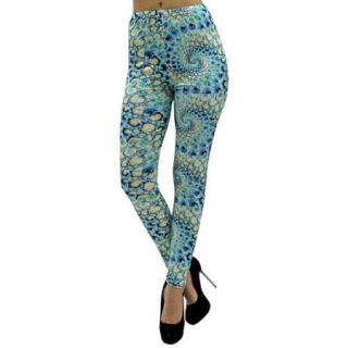 Luxury Divas Turquoise Cosmic Bubble Print Stretchy Footless Legging Tights