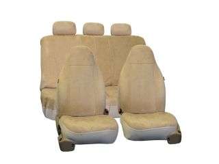 FH Group Suede Airbag & Split Compatible Full Set Car Seat Covers (Beige) 