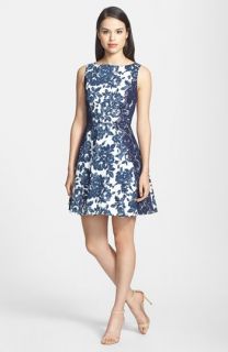 Jessica Simpson Floral Print Twill Fit & Flare Dress