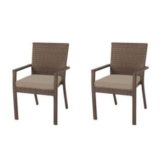 Hampton Bay Beverly Patio Dining Arm Chair with Beverly Beige Cushion (2 Pack) 65 23311AB