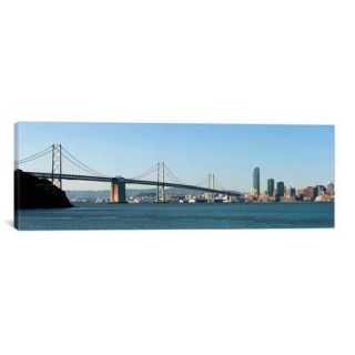 iCanvas Panoramic Suspension Bridge Across a Bay, Bay Bridge, San Francisco, California 2010 Photographic Print on Canvas