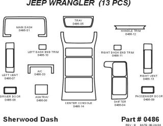 1996 1999 Jeep Wrangler Wood Dash Kits   Sherwood Innovations 0486 CF   Sherwood Innovations Dash Kits