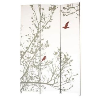 AZ Home and Gifts nexxt Bota 71 in. x 47.5 in. x 1 in. 3 Panel Taupe Tree with Red Bird Design Canvas Room Divider FN16965 6
