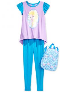 Disney Little Girls 3 Piece Frozen Elsa T Shirt, Leggings & Backpack
