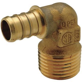 ZURN PEX Low Lead Brass Elbow, 90°, PEX x MNPT Connection Type, 1/2" PEX Size   PEX Fittings   10A602|QQE33BTGX