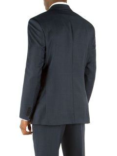 Alexandre of England Check Notch Collar Tailored Fit Suit Jacket Navy