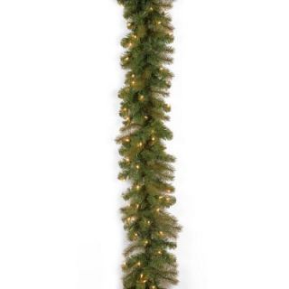 Home Accents Holiday 9 ft. Pre Lit Down Swept Douglas Fir Garland with White LED Lights PEDD1 369L 9BS