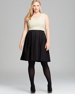 Melissa Masse Plus Contrast Pleat Skirt Dress