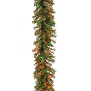 9' x 10" Norwood Fir Garland with 50 Battery operated  Multi 4 Color LED Lights    National Tree Company