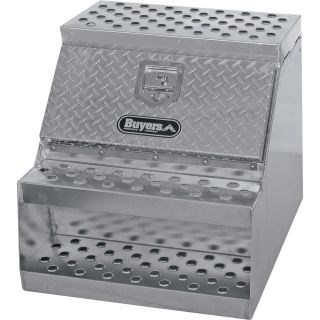 Buyers Products Aluminum Heavy-Duty Step Truck Box — Smooth/Diamond Plate, 24in.W x 28in.D x 24in.H  Step Boxes