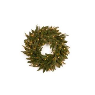 National Tree Company 24 in. Feel Real Frasier Grande Artificial Wreath with 70 Clear Lights PEFG4 330 24W