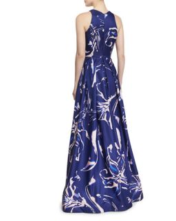 David Meister Sleeveless Floral Print Ball Gown