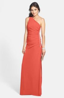 Laundry by Shelli Segal Beaded Panel One Shoulder Jersey Gown (Regular & Petite)