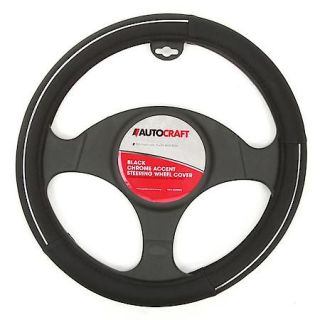 AutoCraft Black Chrome Accent Steering Wheel Cover AC38851B