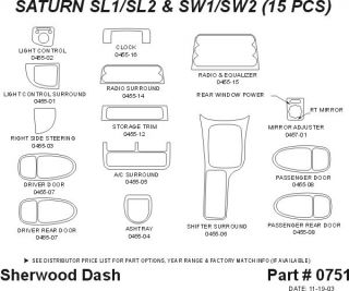 1998, 1999 Saturn S Series Wood Dash Kits   Sherwood Innovations 0751 N50   Sherwood Innovations Dash Kits