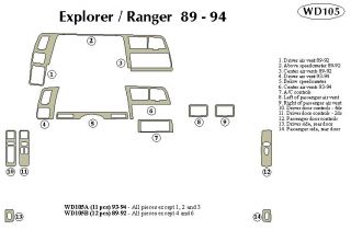 1993, 1994 Ford Explorer Wood Dash Kits   B&I WD105A DCF   B&I Dash Kits