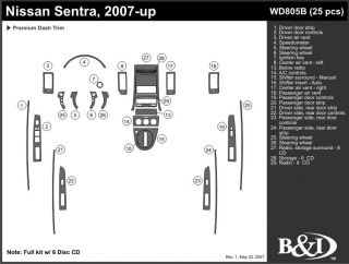 2007, 2008, 2009 Nissan Sentra Wood Dash Kits   B&I WD805B DCF   B&I Dash Kits