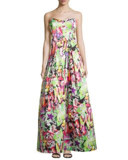 Milly Strapless Graffiti Ball Gown