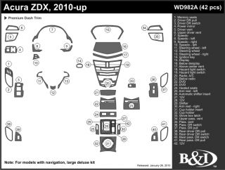 2010 2014 Acura ZDX Wood Dash Kits   B&I WD982A DCF   B&I Dash Kits