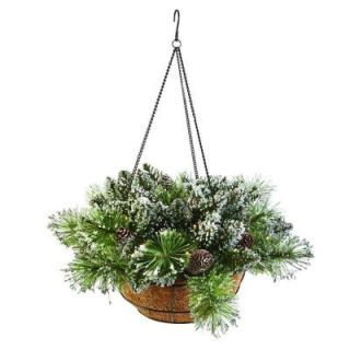 Home Decorators Collection 20 in. Glittery Bristle Pine Hanging Basket 9316700610