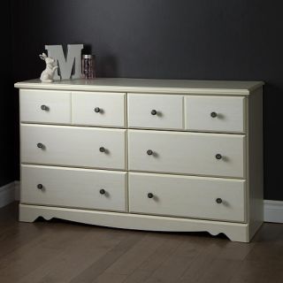 South Shore Country Poetry 6 Drawer Double Dresser   White Wash    South Shore Furniture