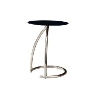 Monarch Specialties Chrome Metal Accent Table with Black Tempered Glass I 3004